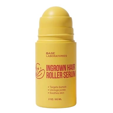Base Laboratories Ingrown Hair Treatment - Roller Serum – Skin Smoothing Roll-On for Ingrown Hairs & Razor Bumps – Salicylic Acid, Glycolic Acid, Niacinamide – Bikini Line, Underarms & Legs (2oz)
