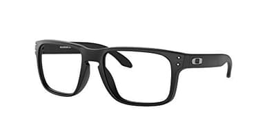 Oakley Mens Ox8156 Holbrook Rx Square Prescription Eyewear Frames, Satin Black Silver Icon/Demo Lens, 56 mm