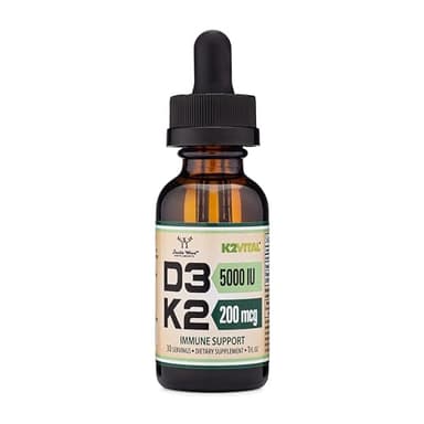 Vitamin D3 K2 5,000 IU Liquid Drops (5,000 IU of D3 and 200mcg of 99.9% All-Trans Patented K2 MK-7 (K2Vital)) Max Absorption Liquid Vitamin D Drops (30 Servings) by Double Wood