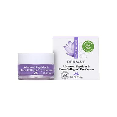 Derma E Advanced Peptides and Vegan Flora-Collagen Eye Cream – Double Action Collagen Eye Cream with Peptide Complex – Firming & Hydrating Under Eye Treatment – All Natural Moisturizer Cream, 0.5oz