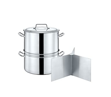 CONCORD Extra Large Outdoor Stainless Steel Stock Pot Steamer and Braiser Combo. Great for steaming oysters, crab, crawfish and more (24 QT)