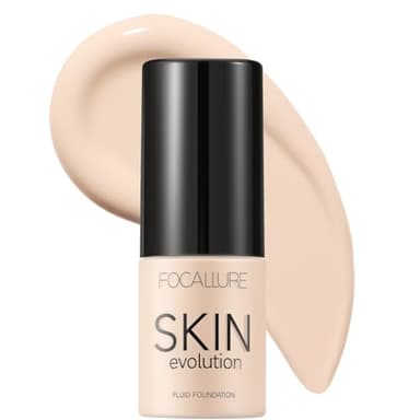 FOCALLURE Liquid Foundation, Skin Evolution Foundation + Concealer, Medium-Full Coverage with Matte Finish, Oil-Control Foundation Makeup, Waterproof, Alabaster