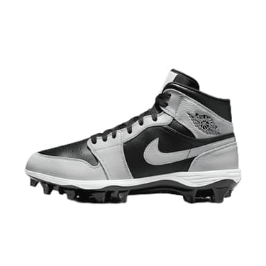NIKE Jordan 1 Mid TD Men's Football Cleat (FJ6805-002, Black/Light Smoke Grey/Black/Light Smoke Grey) Size 10.5