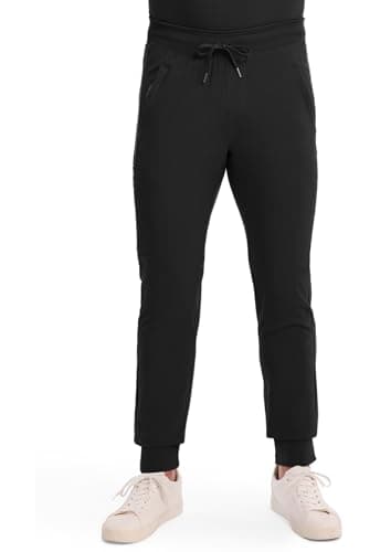 Cherokee Mens Mid Rise Jogger Scrub Pants with Zipper Cargo Pocket 360 Stretch Moisture Wicking PROTX2 Fabric - CK004A, M, Black
