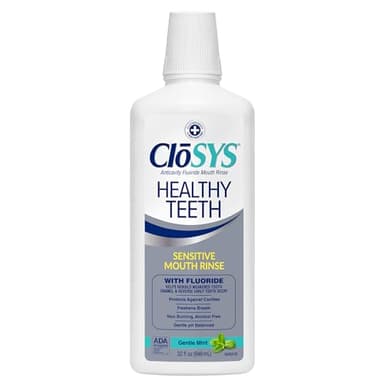 CloSYS Silver Healthy Teeth Anti-Cavity Oral Rinse, 32 Fl Oz, Fluoride Mouthwash For Adults, Non-Burning, Non-Irritating