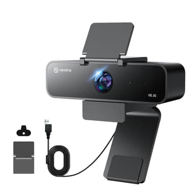 N newline 4K Webcam with Microphone, AI Presenter Tracking, Gesture Control, 95°/78°/65° FOV, Plug & Play, PC Camera with Privacy Cover for Laptop, Zoom, Teams