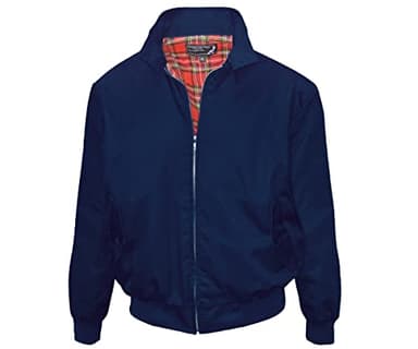 Spirit of England Mens Classic Harrington Style Jacket Blue Knightsbridge Tartan Lined (Medium)