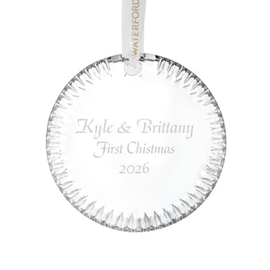Waterford Personalized Limited Edition Round Disc Ornament, Custom Engraved Cut Crystal Christmas Ornament for Couples, Wedding, Anniversary, New Baby 2026