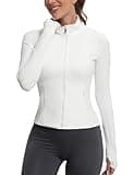 MathCat Ribbed Athletic Jacket for Women,Full Zip Workout Jacket Slim Fit Yoga Running Jacket with Pokets