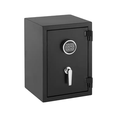 Amazon Basics Fire Resistant Security Safe with Programmable Electronic Keypad, Secure Valuables and Important Documents, 14.17"W x 13.8"D x 19.67"H, 1.24 Cubic Feet, Black
