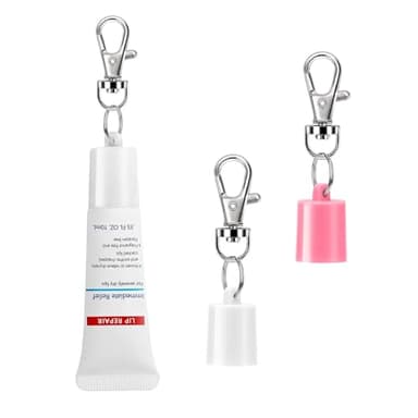 Keychain Cap Compatible with Aquaphor 0.35 oz Lip Repair, Portable Holder Keychain Cap Compatible with Aquaphor Lip Balm (Pink+White)
