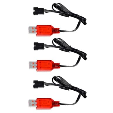 3PCS 7.4V SM-4P Plug USB Charging Cable for DE36W DE65 HM202 EC08 EC16 RC Car,Off-Road Vehicle,M416 Electric Gel Ball Blaster Battery Charger