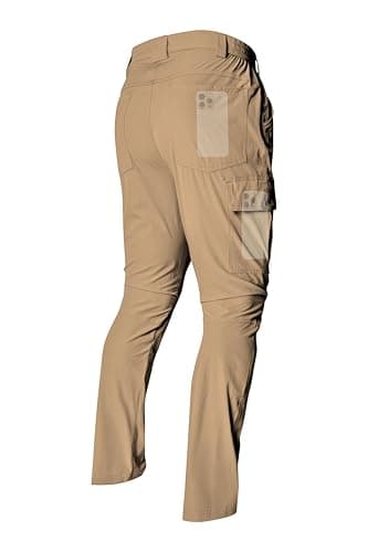 LINLANG EN Men's Lightweight Hiking Cargo Pants Waterproof Quick Dry Travel Fishing Climbing Work Outdoor Pants Dark Khaki-L