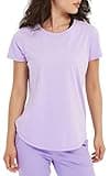 Lulucheri Women's Workout T-Shirt Short Sleeve Lightweight Crew Neck Shirts Yoga Running Exercise Athletic Tee Top (Large, Spring Lilac)