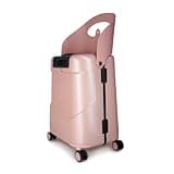 MiaMily 4-Wheel Carry On Luggage with Seat for Kids with Seat Belt, Waterproof Pocket, Adjustable Handle, and Hard Body with 43 Liter Capacity, Dusty Pink