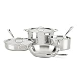 All-Clad D3 3 Ply Stainless Steel Cookware Set 7 Piece, Oven Broiler Safe 600F, Professional Pots & Pans, Silver