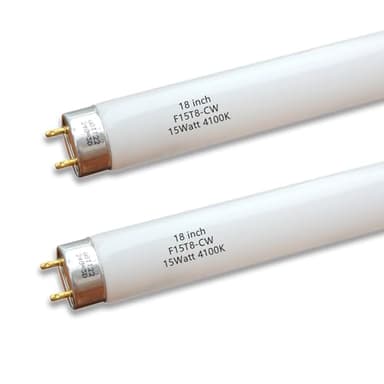Flyercatch 2Pack F15W-T8-CW Cool White 15 Watt Fluorescent Bulb,18 inch F15T8/CW 4100K Linear Light,T8 Tube for Under Cabinet, Kitchen Sink RV (18'' MOL)