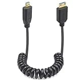 Duttek 8K Coiled Micro HDMI to Mini HDMI 2.1 Cable, 48Gbps, 8@60Hz, Extreme Thin Support Dynamic HDR for Cameras Camcorder DC1FT- 4FT