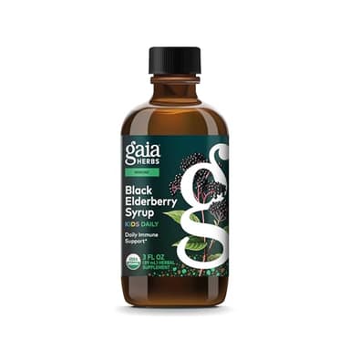Gaia Herbs GaiaKids Black Elderberry Syrup - Delicious Immune Support Supplement for Kids* - with Organic Black Elderberries & Honey - USDA Certified Organic Syrup - 3 Fl Oz (About 18 to 36 Servings)