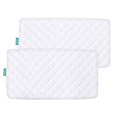 Waterproof Bassinet Mattress Pad Cover Compatible with 4moms Breeze Plus Bassinet(not playard), 2 Pack, Ultra Soft Surface, Breathable and Easy Care