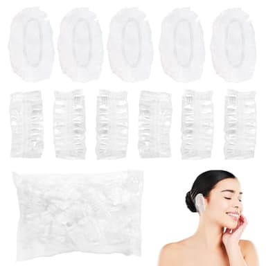 100 Pack Disposable Clear Ear Covers For Shower,dye the hair， Waterproof Plastic Ear Protectors