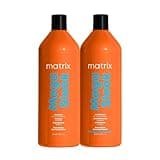 Matrix Mega Sleek Shampoo and Conditioner Set | Controls Frizz Leaving Hair Smooth & Shiny | Nourishes with Shea Butter | For Dry, Damaged Hair