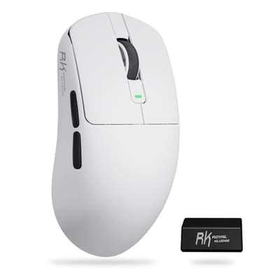RK ROYAL KLUDGE RK M3 Gaming Mouse with 42000 DPI PAW3950 Optical Sensor 47g Lightweight Tri-Mode 2.4G/USB-C/Bluetooth Wireless Mouse 8000Hz Polling Rate with 5 Programmable Buttons White