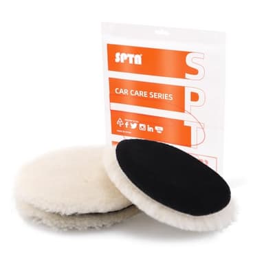SPTA Wool Buffing Polishing Pads, 3Pcs 5 Inch (125mm) Wool Cutting Pad, Wool Compounding Pad, Buffing and Polishing Pads Buffing Wheel for 5 Inch Car Polisher Compounding, Polishing, Buffing