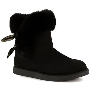 Juicy Couture Women's Slip On Winter Snow Boots Warm & Insulated Fur Lining Comfortable Fashion Booties-King 2-Black Micro Size 6