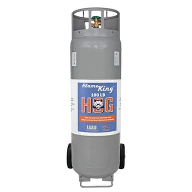 Flame King 100LB Empty Propane Tank with Wheels, Horizontal & Vertical LP Cylinder with Built-in Gauge for Fire Tables, Fire Pits, Patio Heaters, Barbeques, Lunch Trucks, Weed Torches & Truck Campers