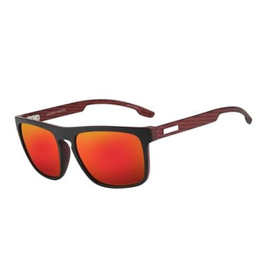 ZENOTTIC Polarized Sunglasses Men Square: Unbreakable TR90 Frame Carbon Fiber Temple UV400 Protection Trendy Sun Glasses Shades for Driving Golf Red