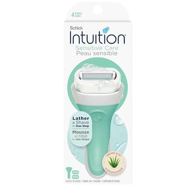 Schick Intuition Razors for Women with Sensitive Skin | 1 Razor & 2 Intuition Razor Blades Refill with Organic Aloe
