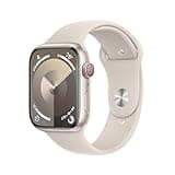 Apple Watch Series 9 [GPS + Cellular 45mm] Starlight Aluminum Case with Starlight Sport Band M/L (Renewed)