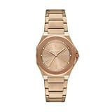 Armani Exchange Women's Three-Hand Beige Gold-Tone Stainless Steel Watch, Color: (Model: AX4616)