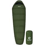 REDCAMP Ultra Lightweight Mummy Sleeping Bag for Backpacking, Hiking and Camping, Comfort for Adults Warm Weather, Hooded with Compression Sack Army Green (86.6"x 29.5")