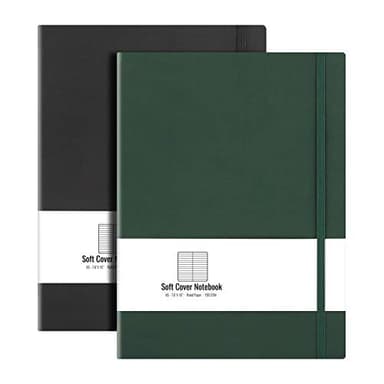 B5 College Ruled Notebook Softcover Journals (2-Pack)- AHGXG Large Composition Notebook 7.6 x 10 inch with Thick 100gsm Lined Paper, Total 408 Numbered Pages, Black Green
