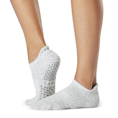 TAVI Savvy Pilates Socks - Non-slip Grip Socks for Women for Yoga, Barre, Dance, Lagree and Fitness Clothing with Grippy Sole, Heel Tab and Arch Support - Haze, Medium