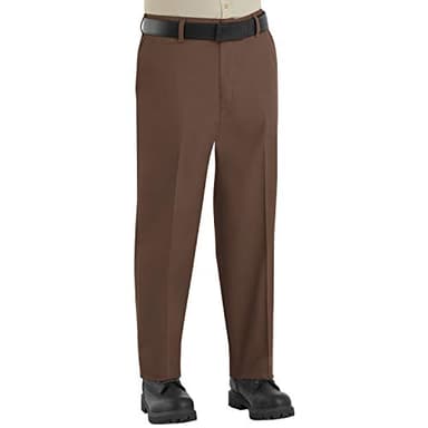 Red Kap Men's Wrinkle-Free Work Pants, Brown, 46W x 34L