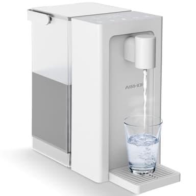 AIRHOP Instant Hot Water Dispenser, Quick Heating Countertop Water Dispenser with Child Locks, Adjustable 5 Temp 3 Water Volume Dispense, 100OZ 3L Removable Tank, Ideal for Home Office Kitchen, White