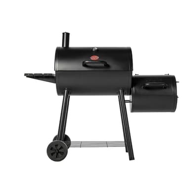 Char-Griller®Smokin Pro Charcoal Grill and Offset Smoker with Side Fire Box, Dual Damper Control, Chrome Plated Steel Warming Rack, 1,130 Cooking Square Inches in Black, Model CG30044223
