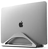 HumanCentric Vertical Laptop Stand for Desks in Space Grey, Upright Adjustable Holder to Dock Apple MacBook, MacBook Pro, and Other Laptops to Organize Work & Home Office, Automatic Grip