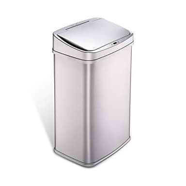Ninestars Automatic Touchless Motion Sensor Rectangular Trash Can 13.2 Gallons, 50L, Silver, 13 Gal. 50 L, Silver Trim