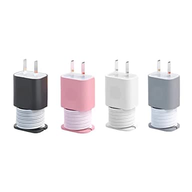 365Home 4-Pack 2 in 1 Silicone Charger Protector with Cord Wrap, iPhone Silicone Power Adapter Case, Snapback Charger Winder, Compatible with 18W/20W - 1.65 x 1.1 inches