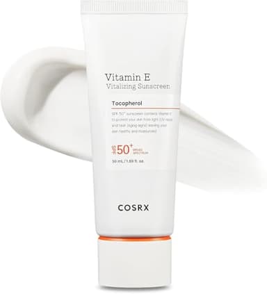 COSRX Vitamin E Vitalizing Sunscreen,SPF 50 Broad Spectrum Face Sunscreen, Lightweight, Non-Sticky, No White Cast, Vitamin E for Antioxidant Care, For All Skin Tones, Korean Skincare, 1.69 fl oz