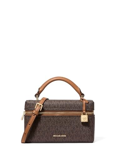 Michael Kors Jana X-Small Crossbody Bag, Gold-Tone Hardware/Signature Coated Twill/Brown/Acorn