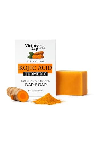 Victory Lap Co Kojic Acid & Turmeric Soap Bar for Dark Spot removal - Skin Lightening Soap with Vitamin C, Retinol, Shea Butter & Lemon Oil - for Face, Body, Underarms - SLS Free, for Oily & Dry Skin