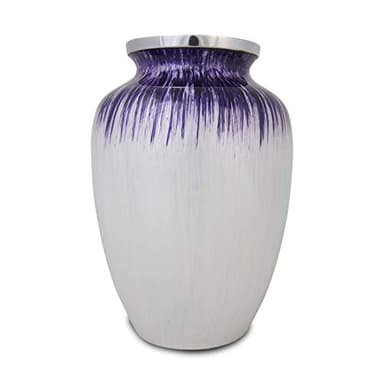 Metal Alloy Memorial Urn for Adults - Extra Large - Holds Up to 280 Cubic Inches of Ashes - White Purple Cremation Urn for Ashes