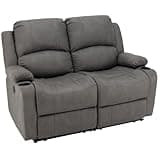 Camper Comfort 58" Wall Hugger Reclining RV Theater Seats | Double Recliner RV Sofa | RV Couch | Wall Hugger Recliner | RV Theater Seating | RV Furniture (Manual, Slate)