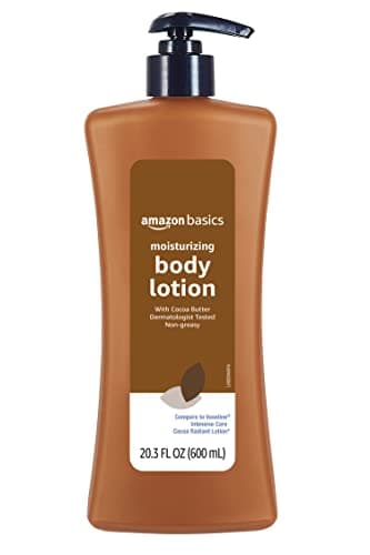 Amazon Basics Moisturizing Cocoa Butter Body Lotion for Dry Skin, Non-Greasy, Paraben Free, Lightly Scented, 20.3 Fl Oz