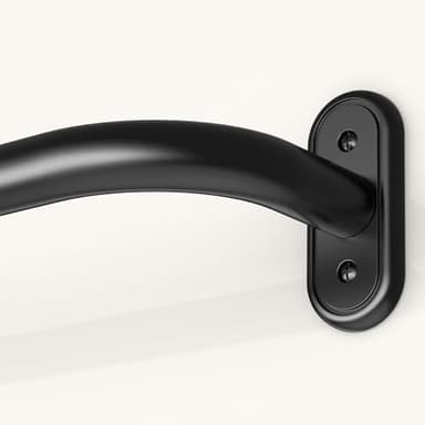 JRZOO Wrap Around Curtain Rods Black, Blackout Heavy Duty Curtain Pole for Windows 48 to 84 Inch, 1" Decorative Room Darkening Curved Modern Drapery Rod (Matte Black/Unique Design/All Metal)